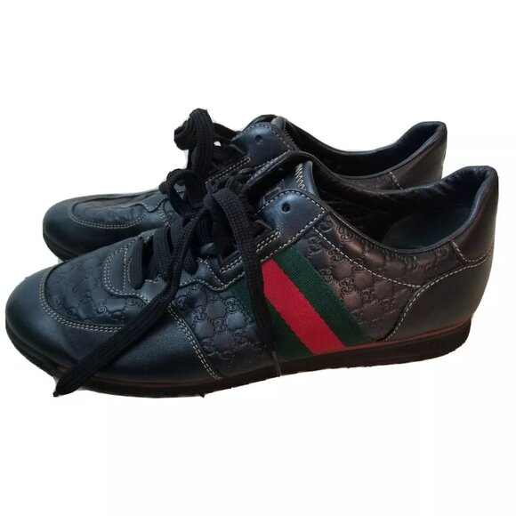 GUCCI GUCCISSIMA LEATHER SNEAKERS BLACK & RED 39 - Picture 4 of 16
